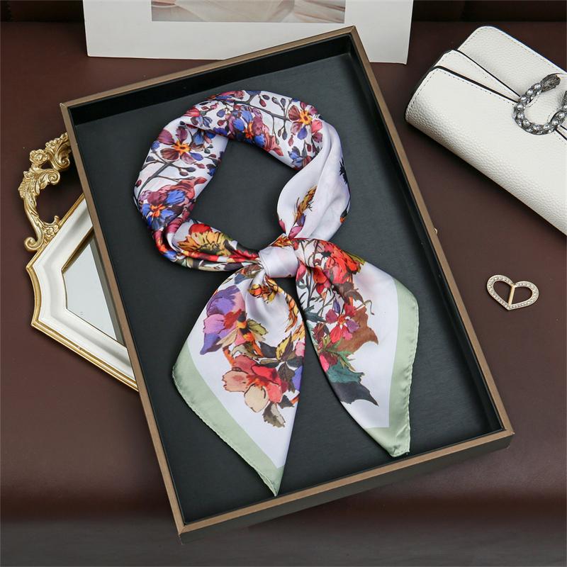 Luxury Printing Silk Square Scarf Women Neck Hair Tie Band Beach Hijab Kerchief Head Headbands Bandana Female Foulard 70cm