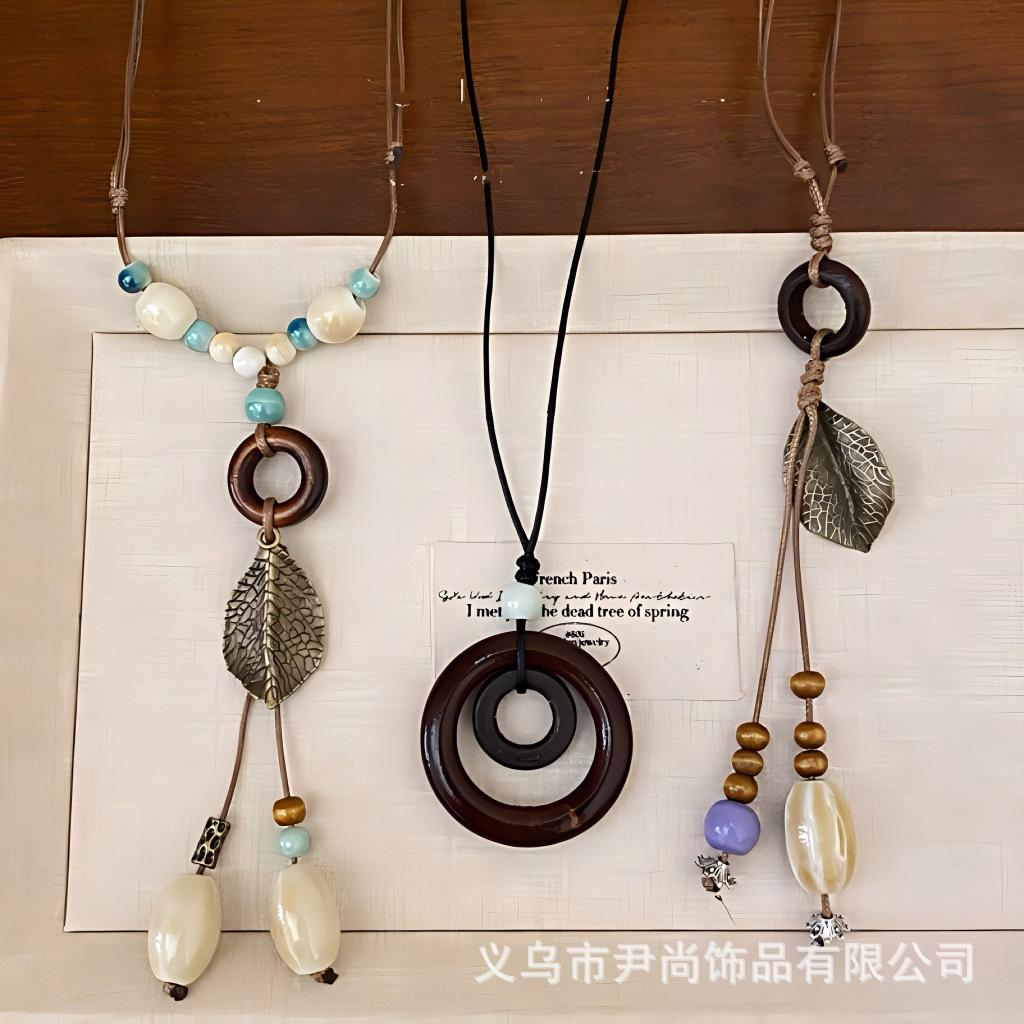 Necklace Collection New Chinese Ethnic Style Ceramic Long Sweater Chain Female Antique Pendant Accessories Female
