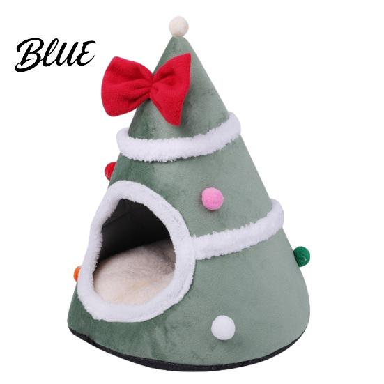 Soft Cat Cave for Winter Christmas Tree Bed, Plush Bed with Removable Cushion, Non-slip Cozy Pet Bottom, House Indoor Cats Kittens Holiday Decoration