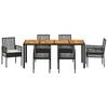 Garden Dining Set 7 pcs Black Poly Rattan
