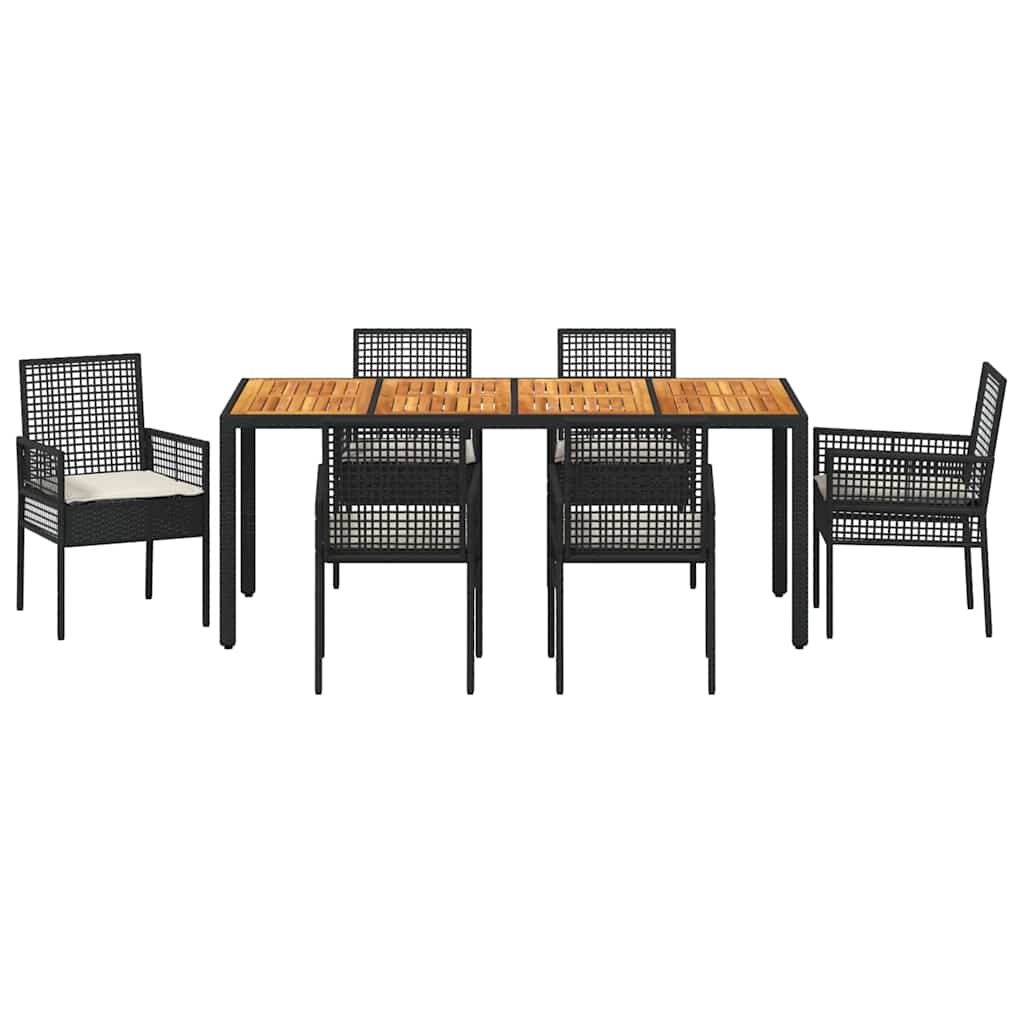 Garden Dining Set 7 pcs Black Poly Rattan