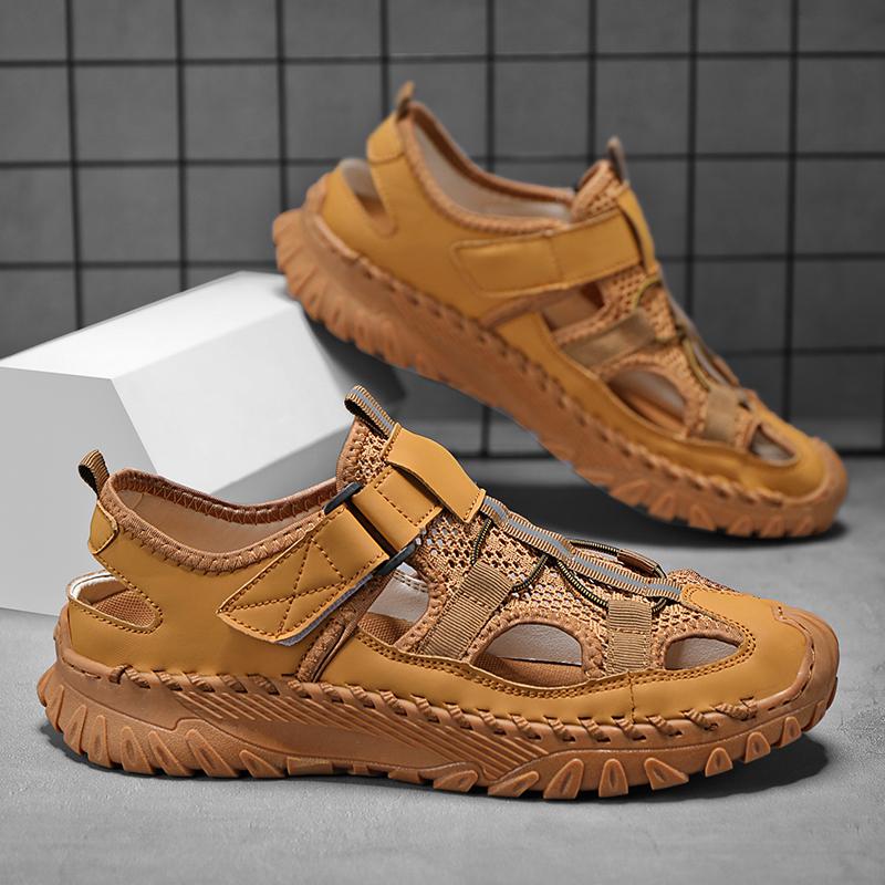 Summer Men Sandals Genuine Leather Mens Casual Shoes Outdoor Men Leather Sandals for Men Beach Shoes Roman Mens Shoes