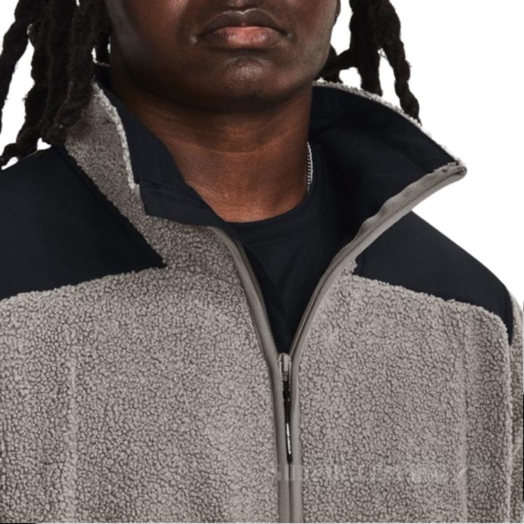 Under Armour Color Block Casual Stand Collar Long Sleeve Fleece Jacket Men Jackets Light-Gray 1378845-294
