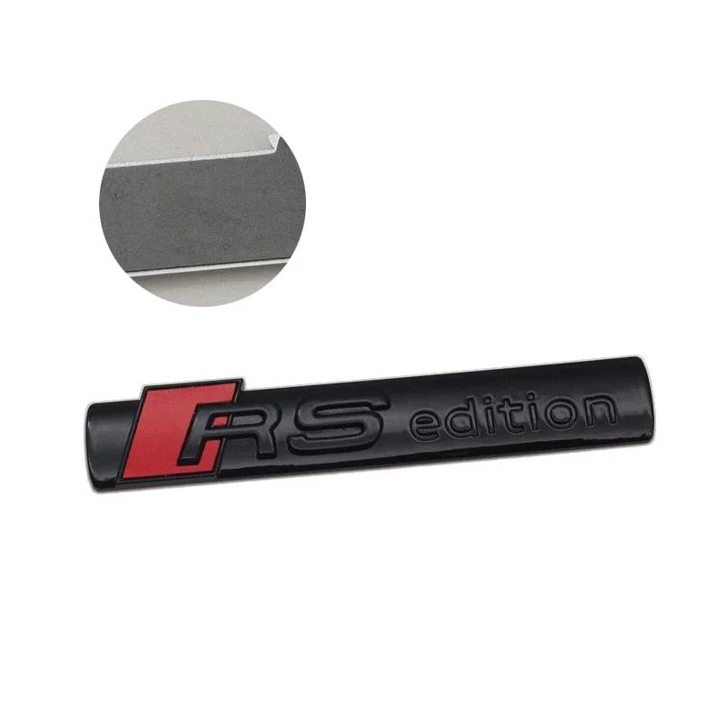 9X1.5CM Metal Car Side Sticker for qaz22 RS Edition Badge RS3 RS4 RS5 RS6 RS7 RS8 A4L A6 A3 S7 S5 S6 Q3 Rear Trunk Emblem Decals