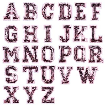 Pink Letters Sequins Patches For Clothing Brand Name Patch Iron On Patches On Clothes DIY Fusible Patch For Clothes Sew Stickers