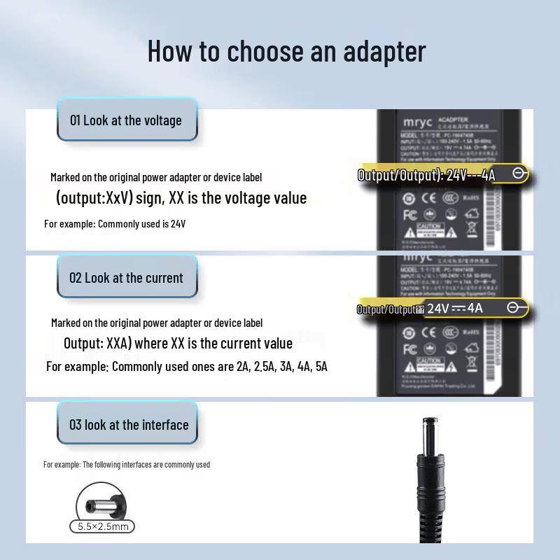 mryc 24V 4A Universal Power Adapter