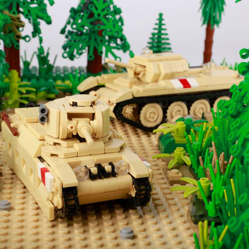 Non-Toxic Wwii Military North African Campaign Wheeled Armored Vehicle Tank Cannon Soldier Figures Building Blocks Weapon Truck Army Toy