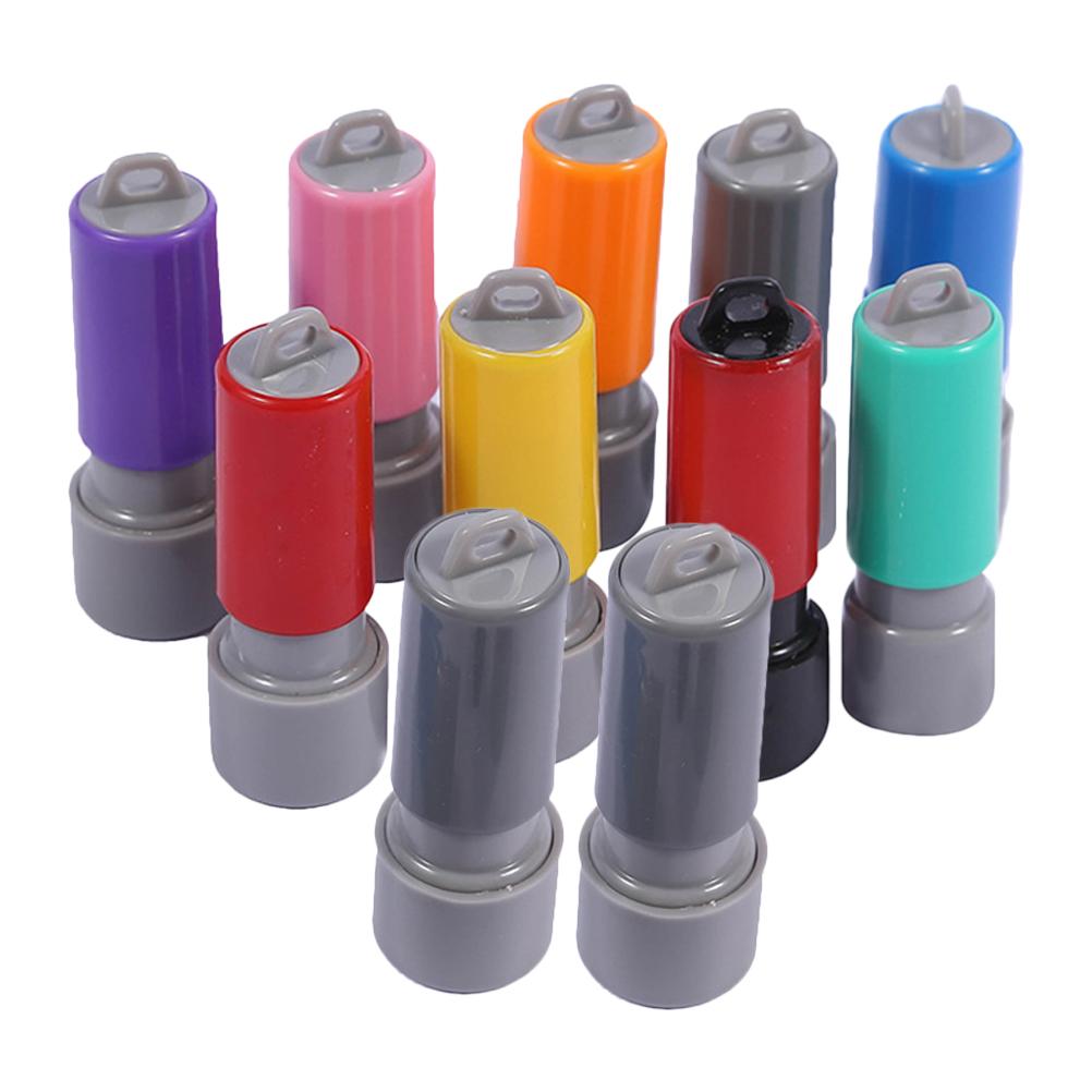 10 Pcs Round Seal Case Blank Stamp Ink Stamps With Pad Portable Name Seal Tool Diy Stamp Seal Making Accessory Office