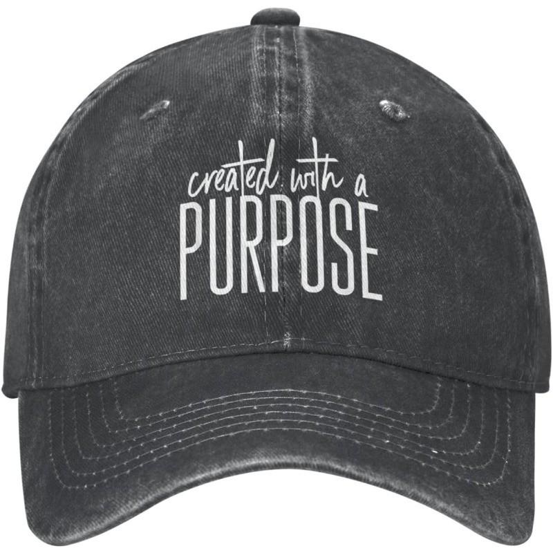 Created With A Purpose Baseball Cap Cotton Washed Distressed Dad Hat Christian Gift Adjustable Can Be Adjusted чёрный