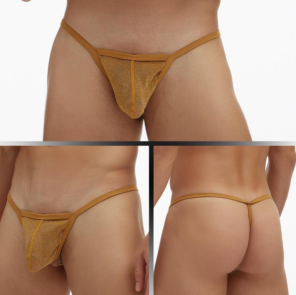 European and American Men's Fine Mesh See-through T-Back Thong Underwear, Plus Size E080