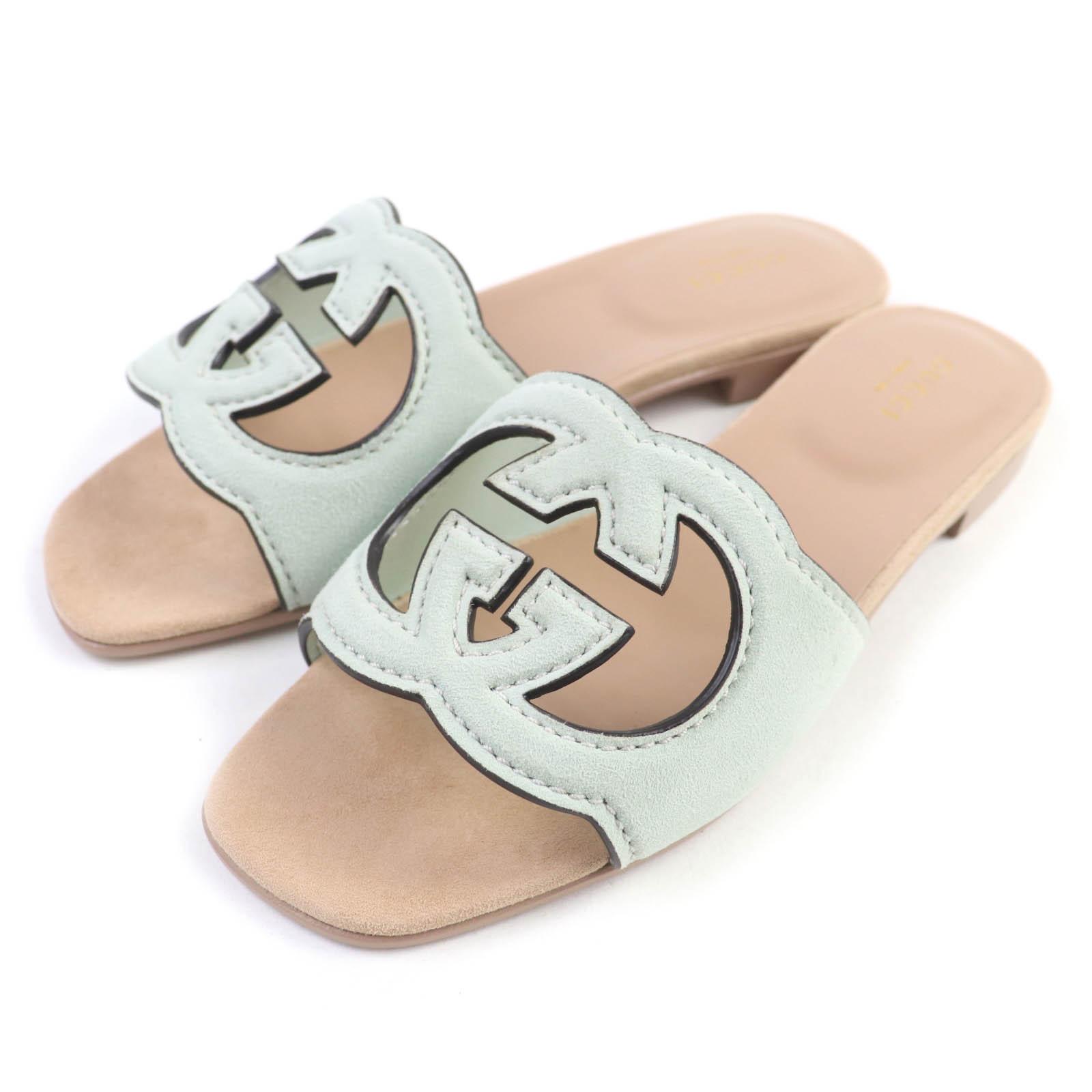 

GUCCI Sandals Interlocking G Mint green Suede leather Women 36 Used