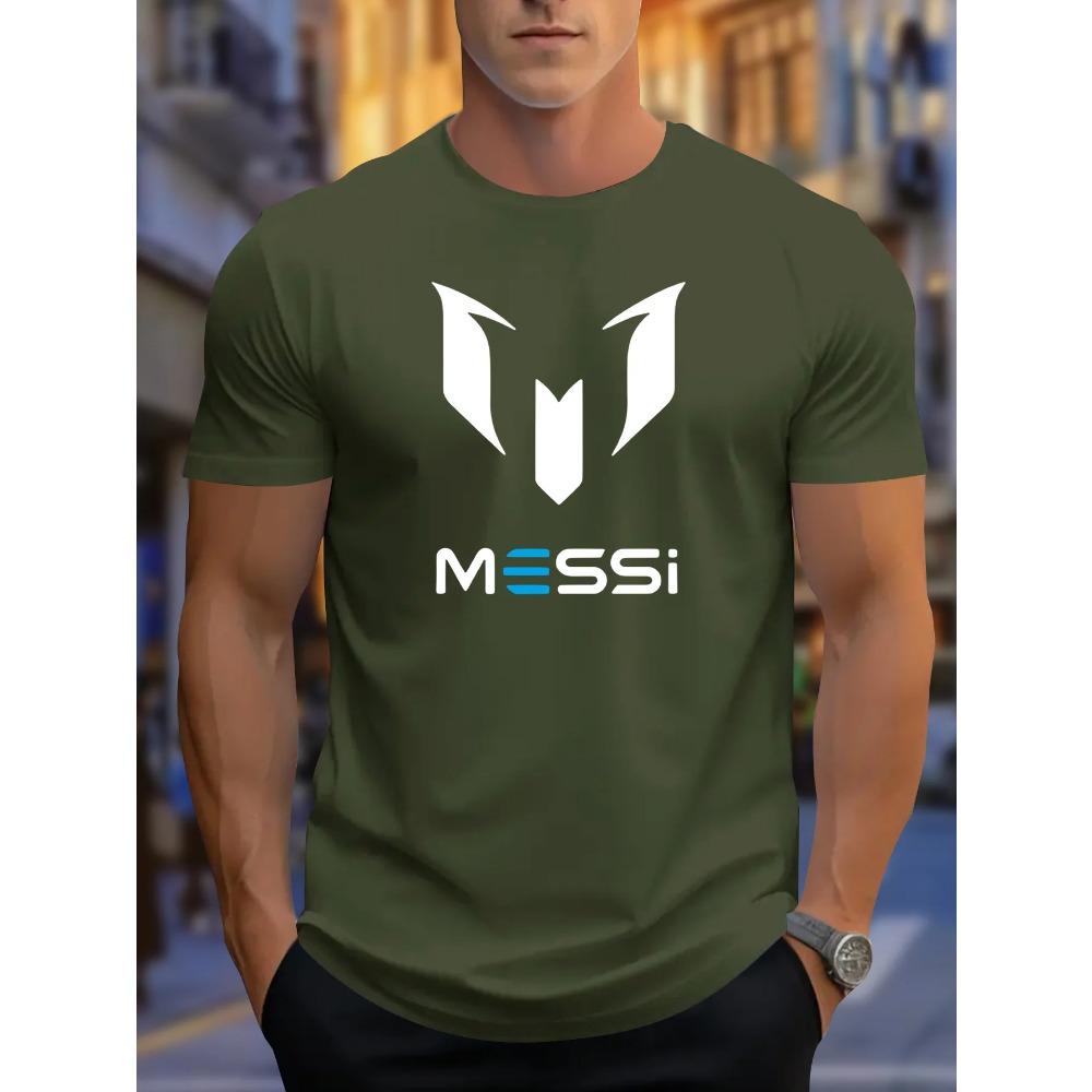 Letní novinka 2025 pánské tričko s potiskem Messi, s kulatým výstřihem, ležérní, módní a lehké polyesterové pánské tričko