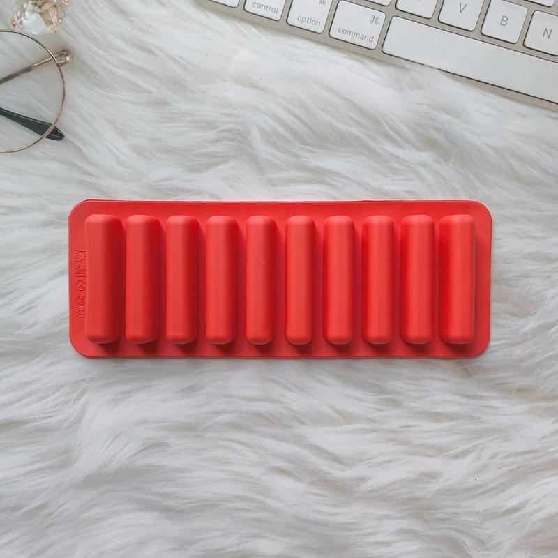 Silicone Long Strip Ice Cube Mold Non-Stick For Chocolate Jelly Biscuit Diy Baking Ice Cream Bar Tray Kitchen Tool 10 Grids