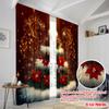 2pcs,2D Plane Printing Light Filtering Curtains Christmas Tree Poinsettia Ornaments_a Versatile Durable Polyester (without Rod)