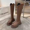 Platform Thick Heels Women Knee High Boots Fashion Stretch Slim Long Booties Street Style Winter Design Shoes  De Mujer