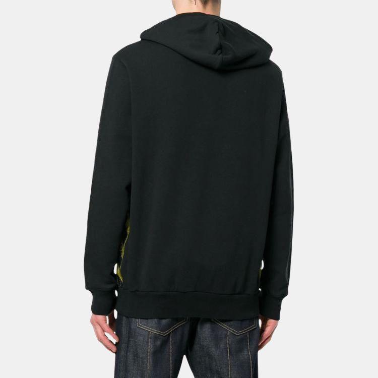 Off-White Side Yellow Caution Tape Hooded Sweatshirt Unisex Tops Black OMBB032S180030081000