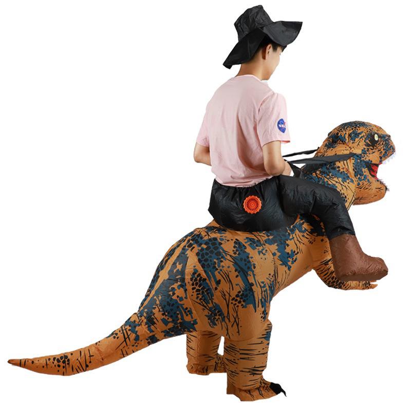 Cycling Brown Dinosaur Inflatable Suit Festival Party Entertainment Performance Cartoon Doll Costume Cosplay Clothing Prop
