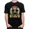 Custom Vintage Best Cat Dad Ever T Shirt for Men 100 Cotton Tshirt Short Sleeves Fathers Day Gift Tshirt Loose Fit Clothing