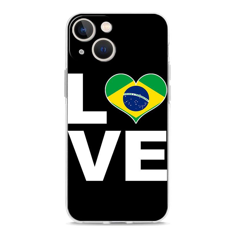 

Brazil Brazilian flag Football Luxury Clear Phone Case For iPhone 15 16 14 13 12 11 Pro Max XS X XR SE 7 8 Plus Shockproof Cover iPhone 14 Pro