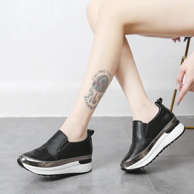 Large Size Rhinestone Casual Shoes Women's One-step Wedge Heel Low-cut Comfortable Lightweight All-match Loafers