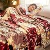 Flower Blanket for Sofa Reactive Printed Thin Blanket for Beds Single/Queen/King Coral Fleece Flannel Blanket Soft Warm Plaids