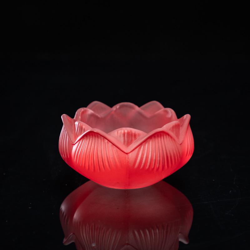7.7cm Crystal Butter Lamp Handmade Lotus Incense Burner Household Buddha Zen Candle Holders Glass Cone Censer