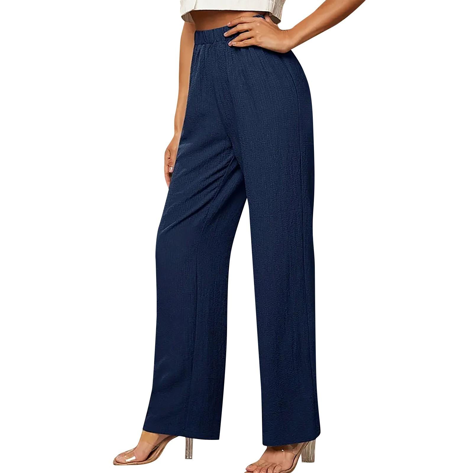 

Женские новые повседневные модные удобные прямые брюки с эластичной талией XXL синий