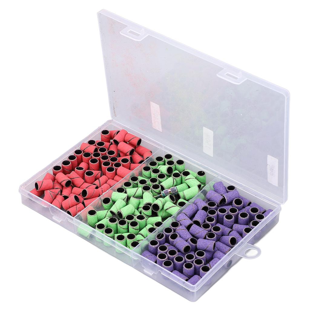 210pcs Nail Sanding Bands Dead Skin Removal Professional Nail Polishing Bands with 2pcs Mandrels 80 150 240 Grit