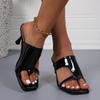 Women's Fashion Stiletto Sandals Summer New Square Head Clip Toe Anti-slip Wear-resistant High-heeled Slippers