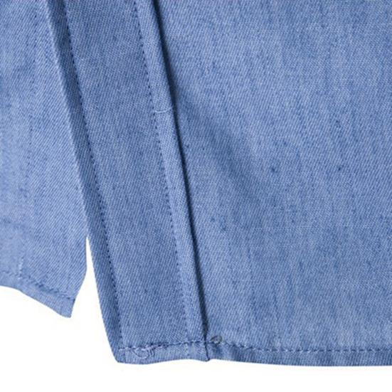 Herren Einfarbig Langarm Jeanshemd Atmungsaktives Lässiges Denim-Oberteil für die Arbeit