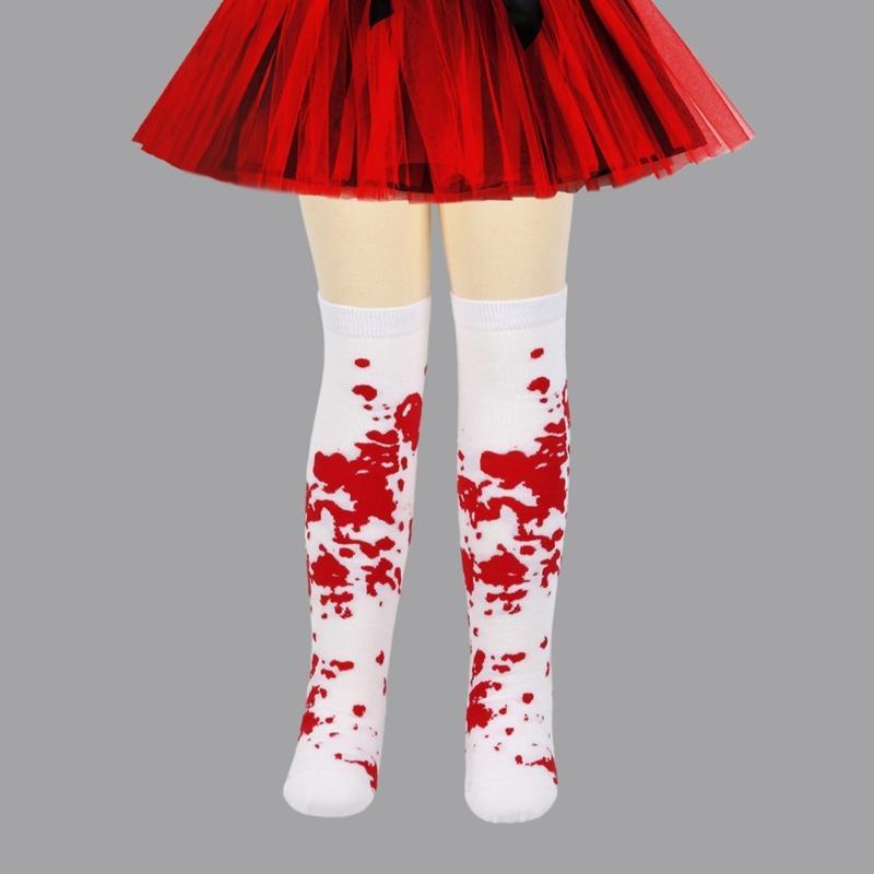Halloween Bloody Stockings Thigh High Stocking Knee Highs Socks for Halloween Cosplay Party Printed Long Tube Socks