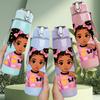 1pz Carina Ragazza Nera Cartone Animato 750ml Colore Plastica Borraccia Sportiva Tappo Flip-Top Anti-Perdita Adatta per Sport Ufficio Uso Domestico