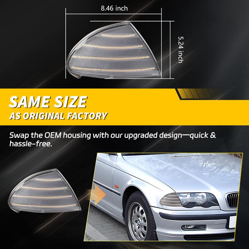 2PCS Front Corner Light Parking Light Turn Signal Light W/LED For 1999 2000 2001 BMW 323i/325i/325xi/330xi/330i/328i E46 Sedan