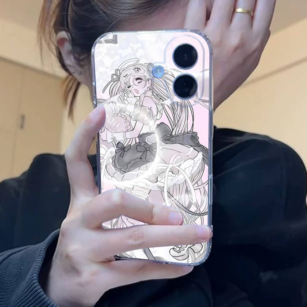 Angel Tsundere Girl Anime Cute Clear Silicone Soft TPU Phone Case For Iphone 17 16 15 14 Plus 13 12 Mini 11 Pro Max Shell Capa