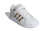 adidas Neo GRAND COURT Synthetic Leather Abrasion Resistant Low Top Kids' Skateboarding Shoes White Leopard Print FZ3516