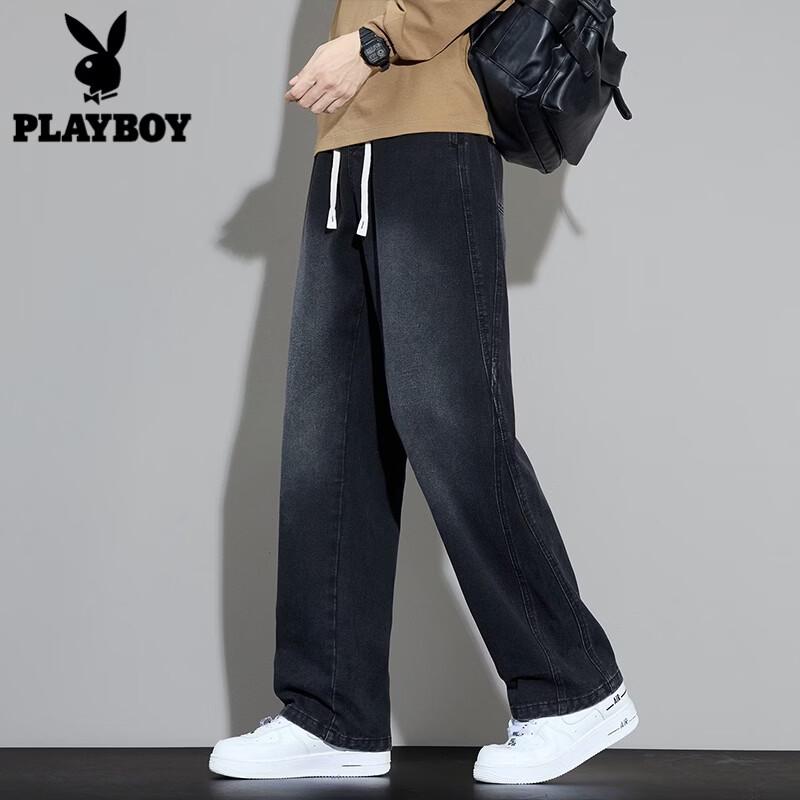 PLAYBOY Men s American Retro Loose Straight-Leg Gradient Casual Jeans M(27/28)
