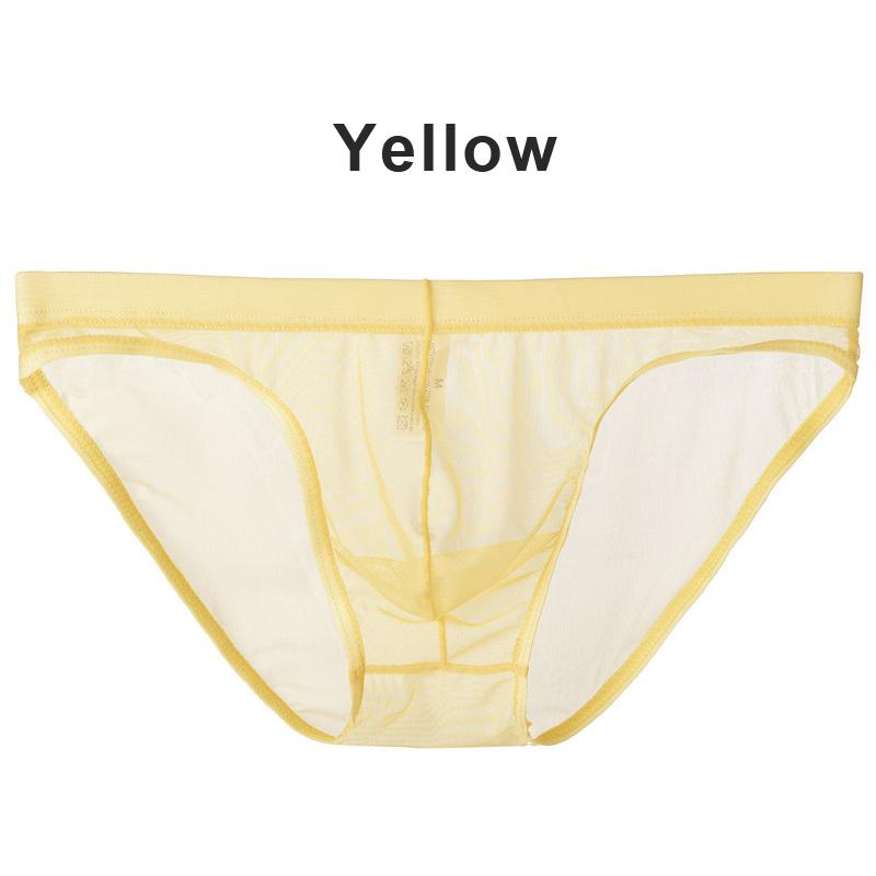 Men Soft Underwear Mesh Transparent Panties Low Rise Briefs See Through Breathable Sexy