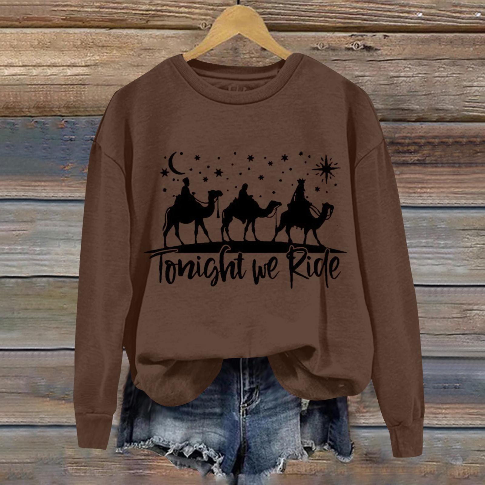 

Ladies Tonight We R Ode Printed Casual Long Sleeve Sports Hoodie Top XL