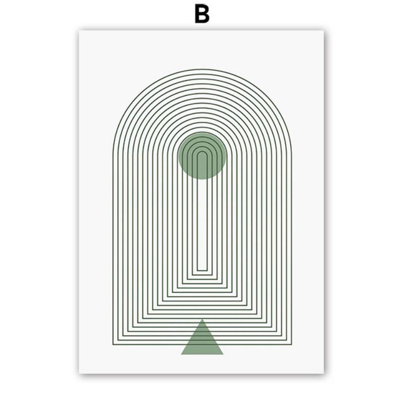 

Бохо-зеленые солнечные линии, радужные листья, геометрия, абстрактные постеры, принты, настенное искусство, картины на холсте для гостиной, бара, декор 21cm×30cm NoFrame