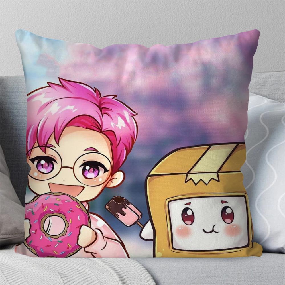 Cartoon-L-Lankybox Pillow Case Square Pillow Bedroom Sofa Leisure Comfort Cushion Car Living Room Home Decoration 40X40