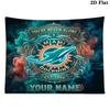 Benutzerdefiniertes Namensschild Miami Dolphins Bedruckter Wandteppich – Wandbehang für Schlafzimmer, Studentenwohnheime und Heimdekoration