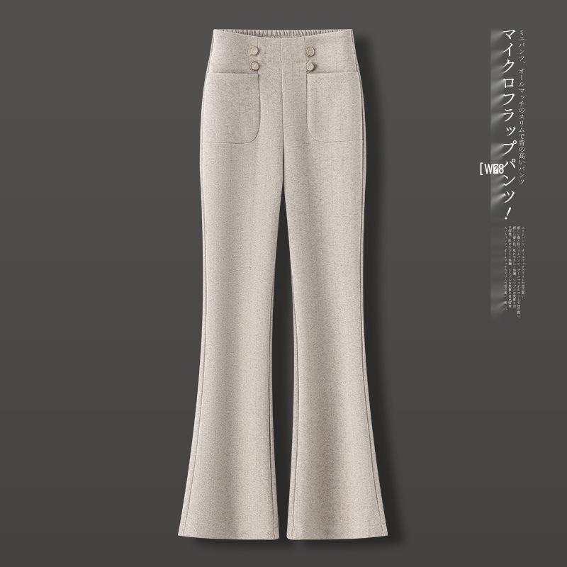

Autumn/Winter 2025 Women s Off-white High Waist Woolen Micro-flare Trousers: Fashionable, Slimming, Versatile. 28/L (105-115 lbs) грязно-белый