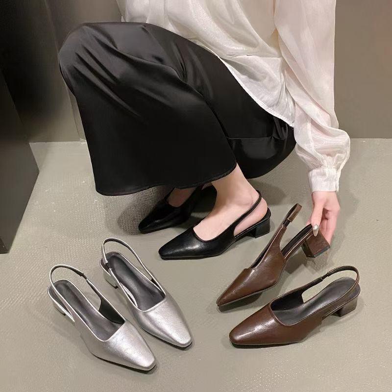 Absolutely beautiful women's bag head sandals women's 2025 new summer French gentle fairy evening wind thick heel silver single shoes