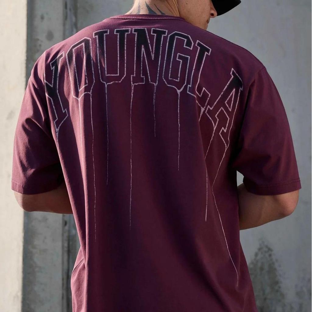 YOUNGLA Pánske nadrozmerné bavlnené posilňovacie tričko - Okrúhly výstrih, Krátky rukáv, 240 látka