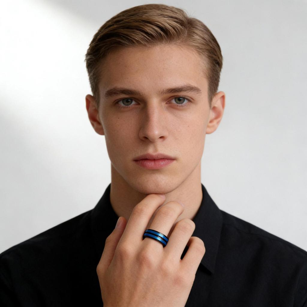 Customizable Men's Rotatable Hip Hop Punk Ring - Stainless and Titanium Steel Jewelry Set with High-End Feel