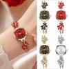 Luxe Dames Armbandhorloge Vintage Bloem Kwarts Polshorloge Vintage Damesklok Dagelijks Gebruik