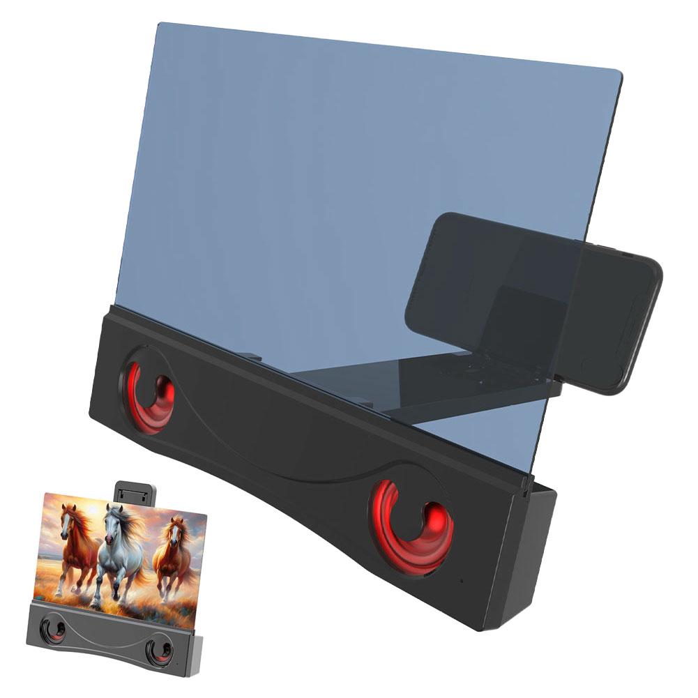 Magnifying Stand Universal Phone Screen Magnifier Bluetooth Stereo Speaker HD Video Amplifier Stand for Android & IOS Smartphone