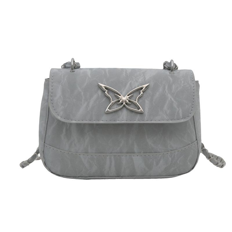 

Women s bag chain small square bag autumn new texture shoulder bag fashion temperament butterfly PU bag срібний