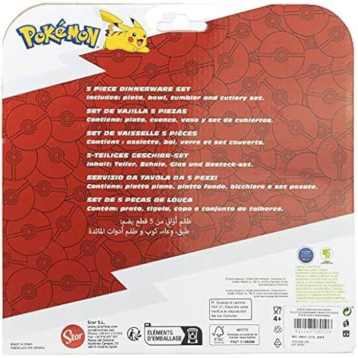 Set de Vaisselle Pokémon - STOR - 5 Pièces - Réutilisable - Blanc - Enfant - Compatible lave-vaisselle