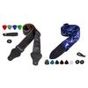 Black Nylon Guitar Strap Adjustable Durabiliy Strap for Acoustic Guitars for Ukulele Bass Includes Pick Pocket